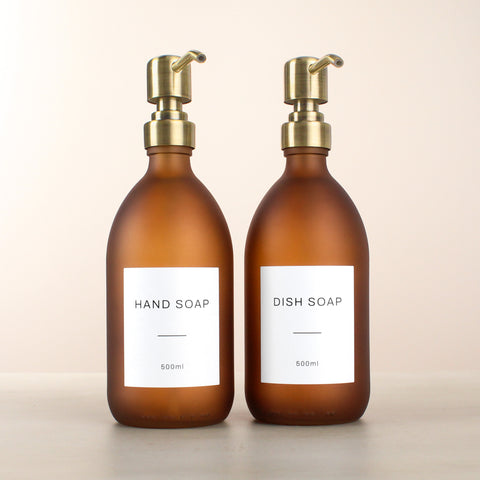 Frosted Amber Hand Soap & Dish Soap Set