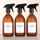 Frosted Amber Glass Spray Bottle Set of 3 with White Stone Tray