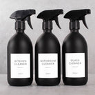 Matte Black Glass Spray Bottle Set of 3 with Acacia Tray