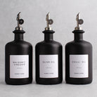 Matte Black Glass Oil & Vinegar Set of 3