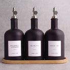 Matte Black Glass Tall Neck Oil & Vinegar Set of 3