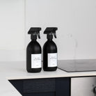 Matte Black Glass Spray Bottle Set of 3 with White Stone Tray