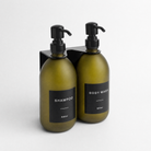 Black Wall Bracket & Frosted Green Glass Dispenser Set