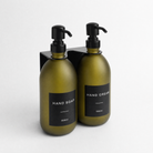 Black Wall Bracket & Frosted Green Glass Dispenser Set