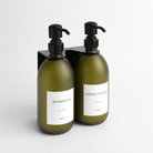 Black Wall Bracket & Frosted Green Glass Dispenser Set