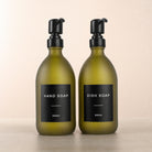 Hand Soap & Dish Soap Frosted Green Glass Set, matte black pumps