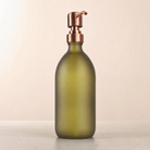 Frosted Green Glass Dispenser, rose gold pump