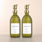 Hand Soap & Dish Soap Frosted Green Glass Set, gold pumps