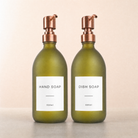 Hand Soap & Dish Soap Frosted Green Glass Set, rose gold pumps