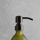 Black Wall Bracket & Frosted Green Glass Dispenser Set, Black & Copper pump