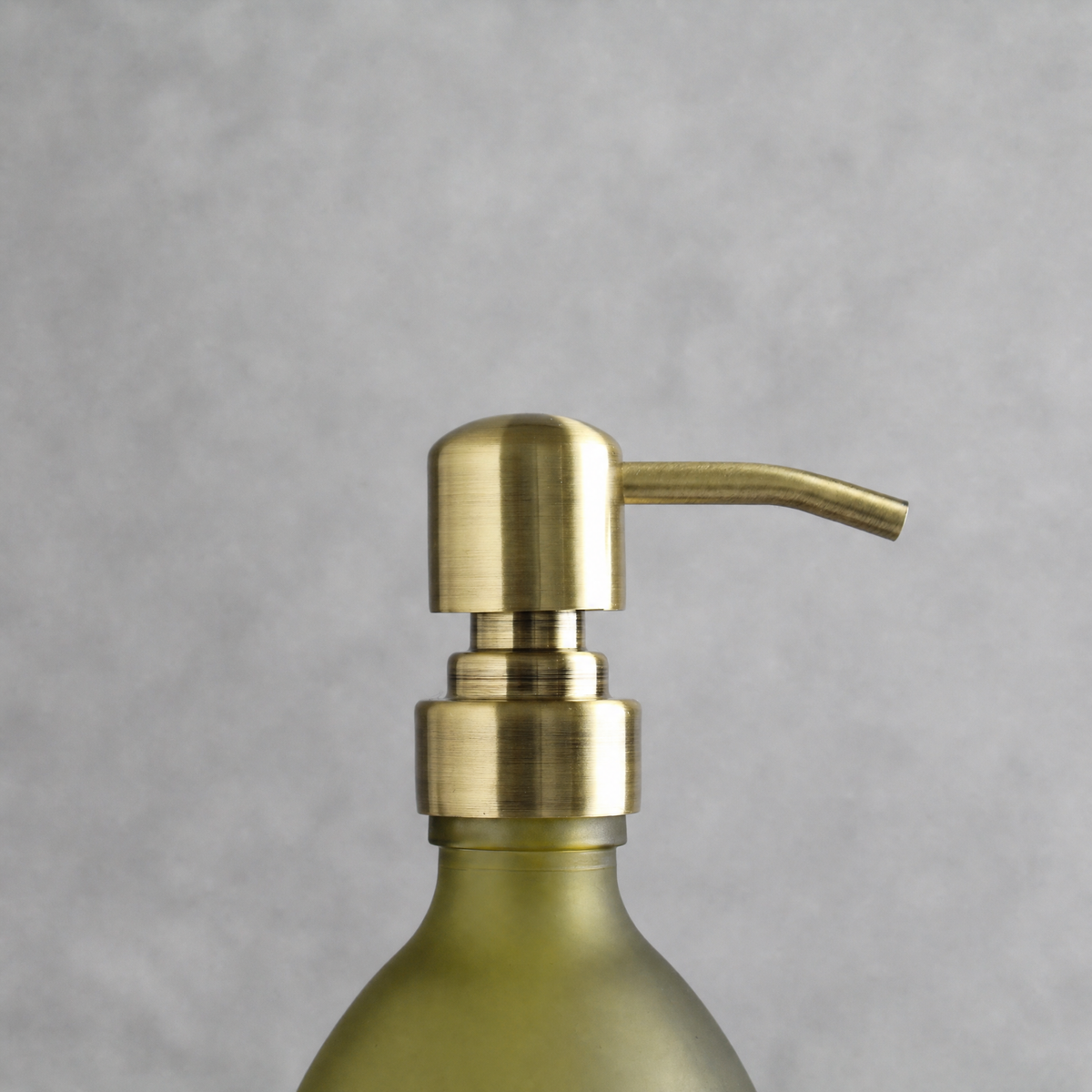 Black Wall Bracket & Frosted Green Glass Dispenser Set, Gold pump