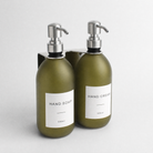 Silver Wall Bracket & Frosted Green Glass Dispenser Set