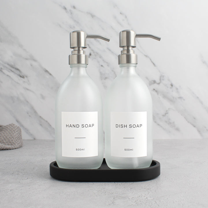 Hand Soap & Dish Soap Frosted White Glass Set