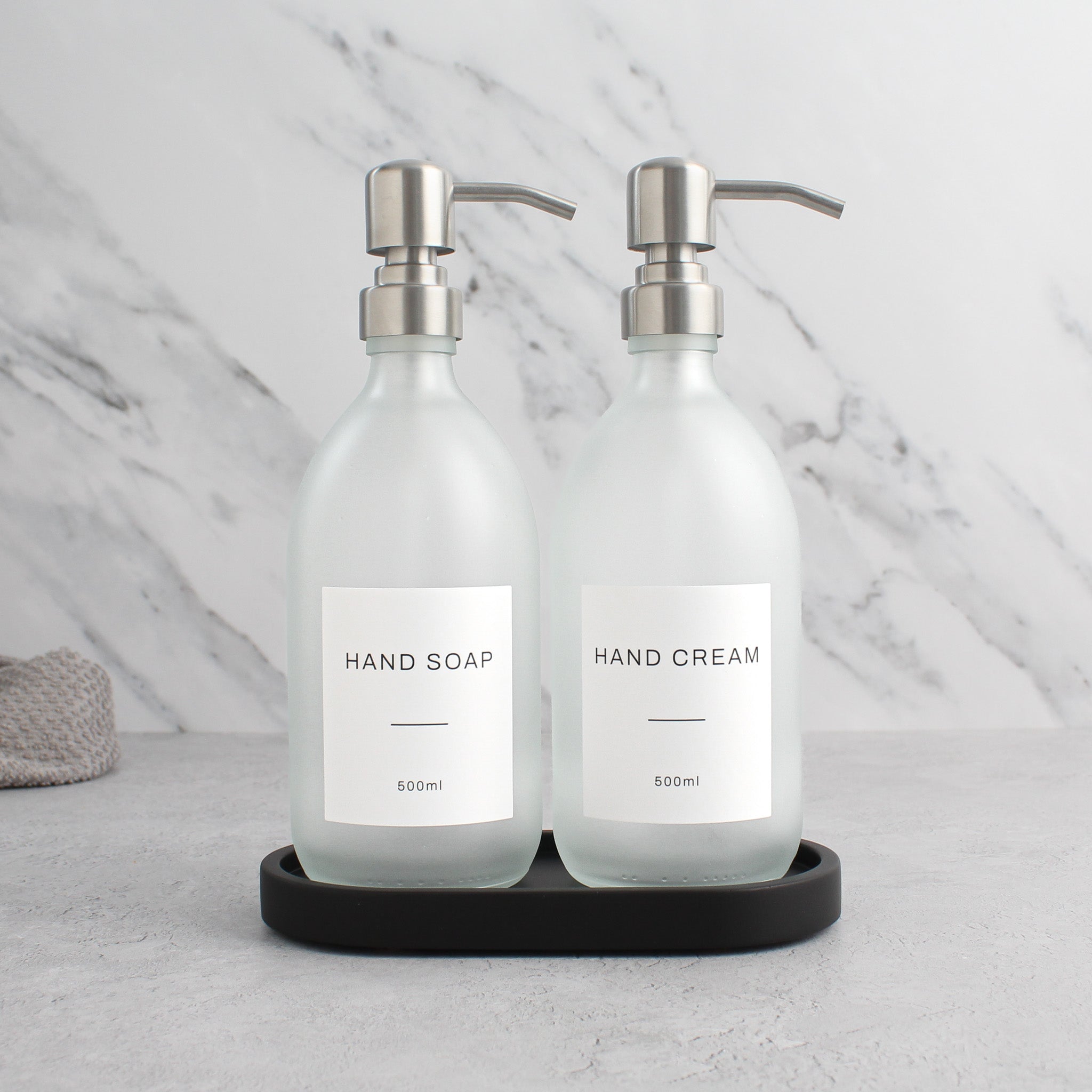 Hand Soap & Hand Cream Frosted White Glass Set - Namie Home