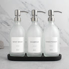 Body Wash, Shampoo & Conditioner Frosted White Glass Set - Namie Home