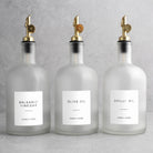 Frosted White Glass Tall Neck Oil & Vinegar Set of 3