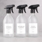 Frosted White Glass Spray Bottle Set of 3 with White Stone Tray