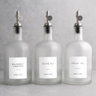Frosted White Glass Tall Neck Oil & Vinegar Set of 3