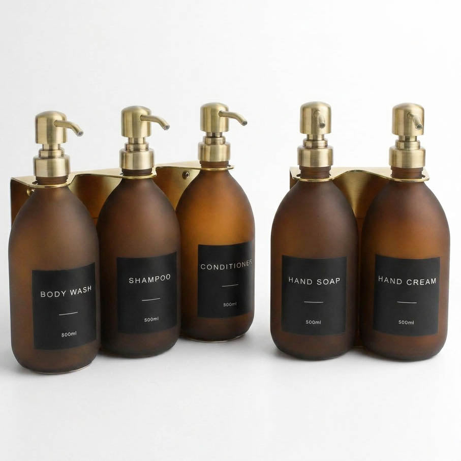 Gold Frosted Amber Bathroom Bundle - Black Labels