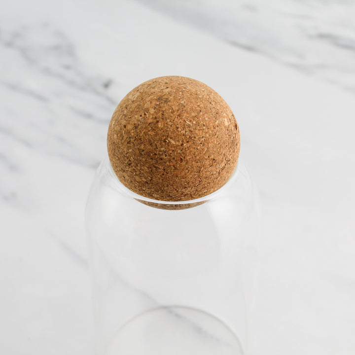 Glass Storage Jar With Cork Ball Lid For Laundry