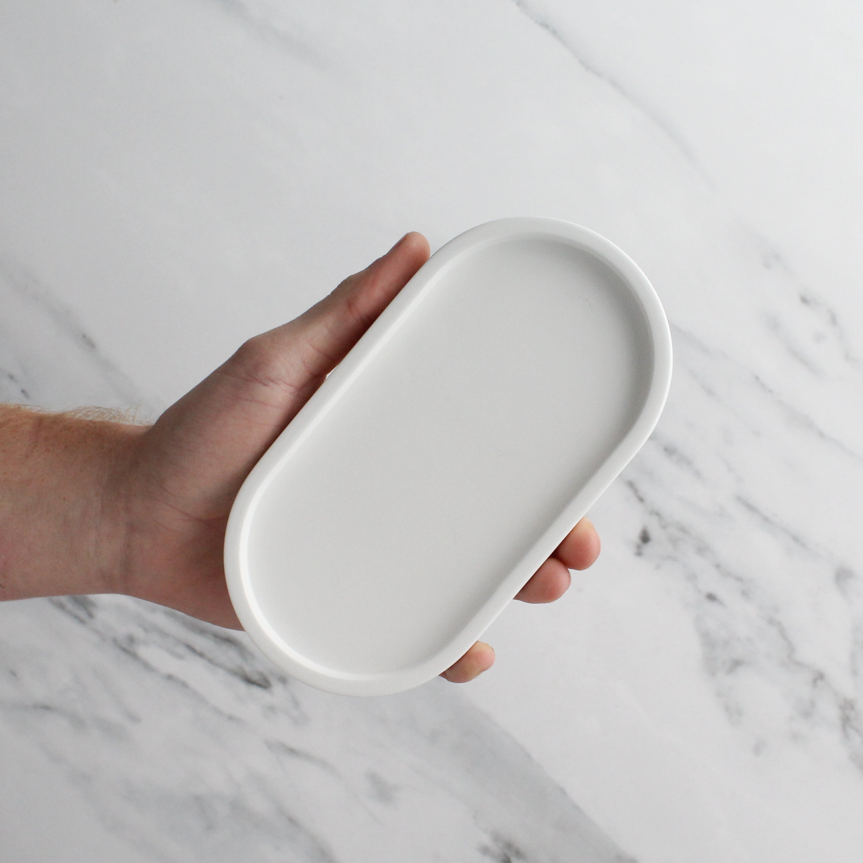 White Concrete Stone Double Tray - Namie Home