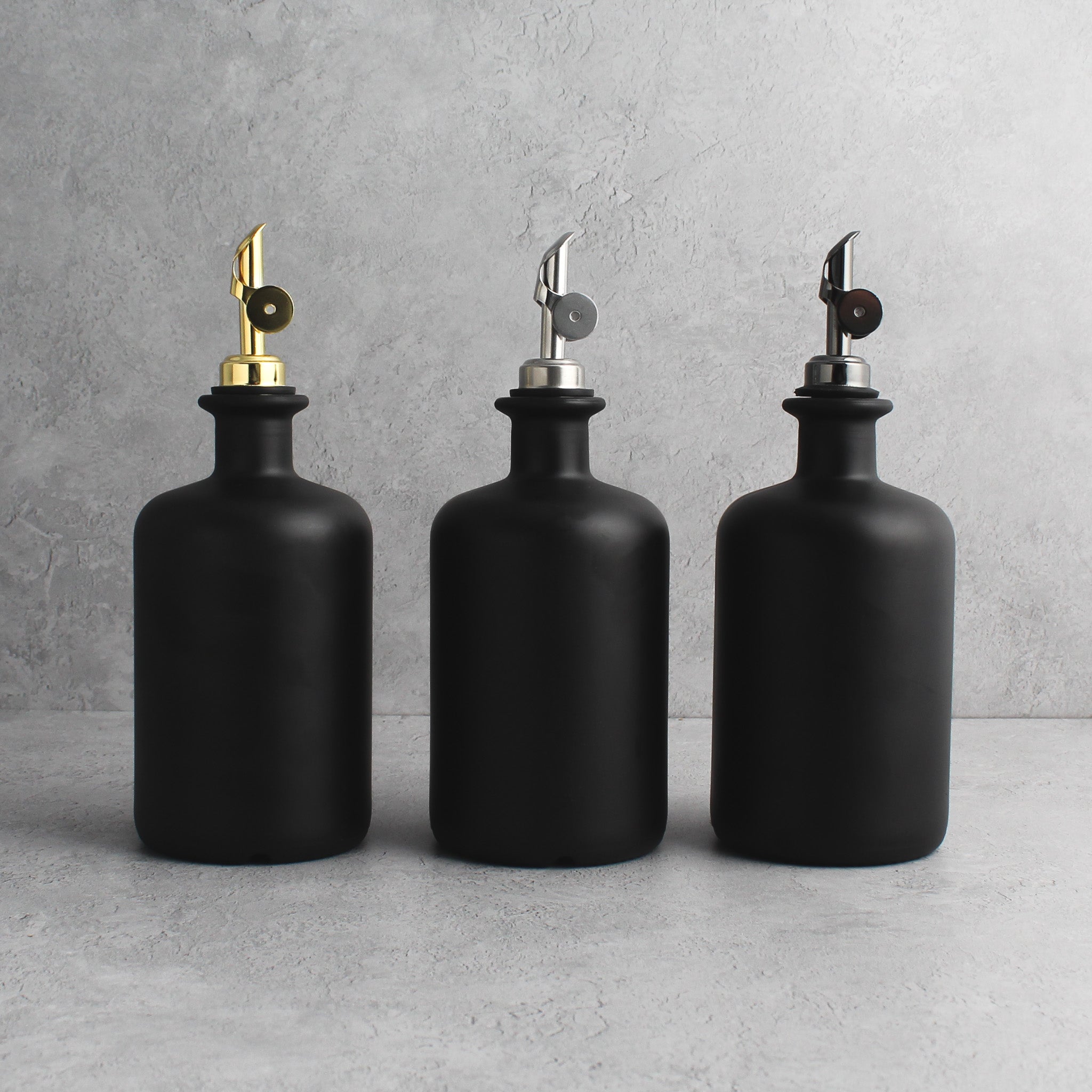 Matte Black Glass Oil Bottle With Label - Namie Home