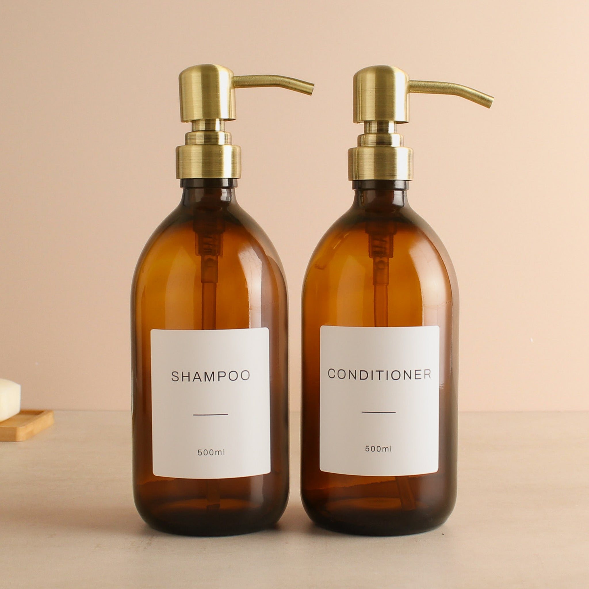 Shampoo & Conditioner Amber Glass Set - Namie Home