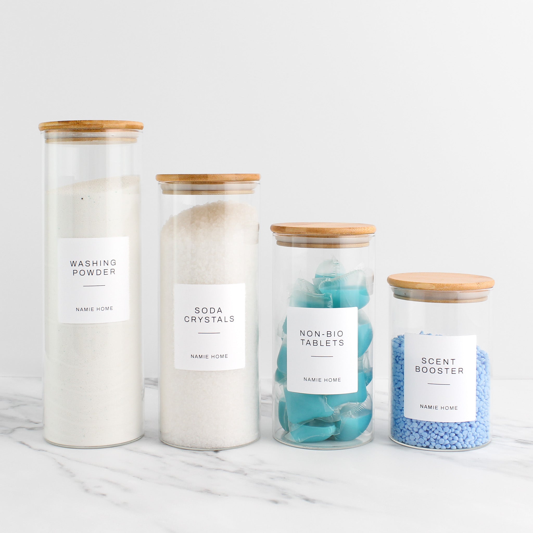 Glass Storage Jar With Bamboo Lid For Laundry - Namie Home