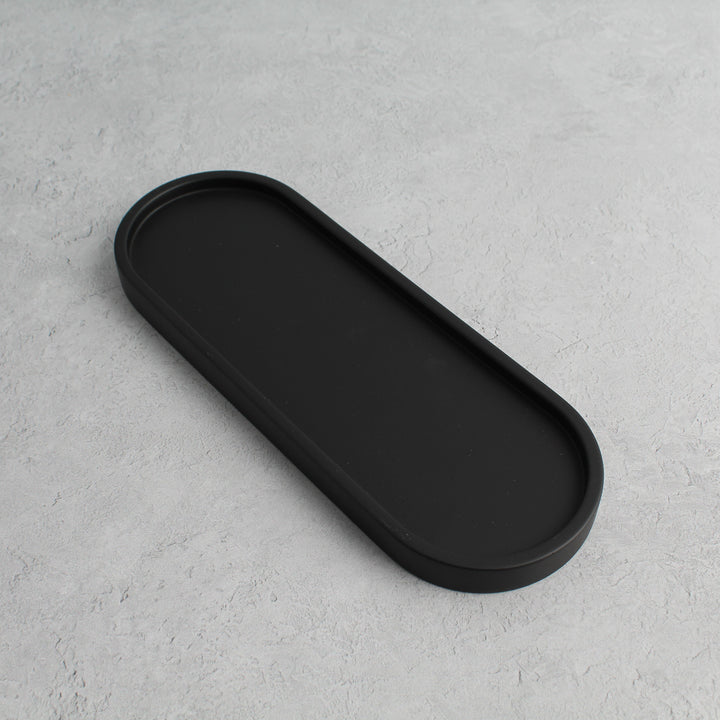 Black Concrete Stone Triple Tray