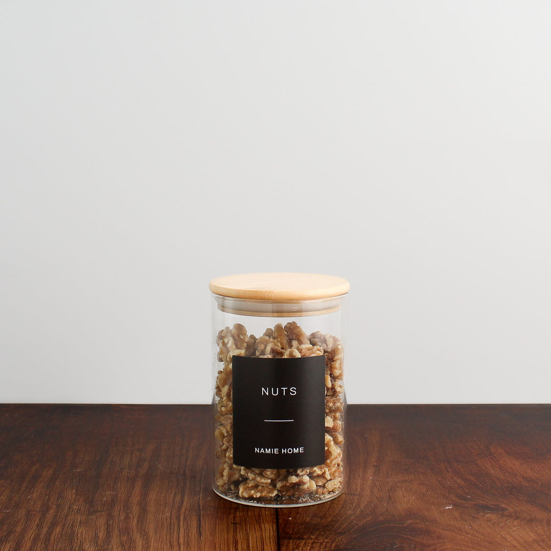 Glass Storage Jar With Bamboo Lid For Pantry