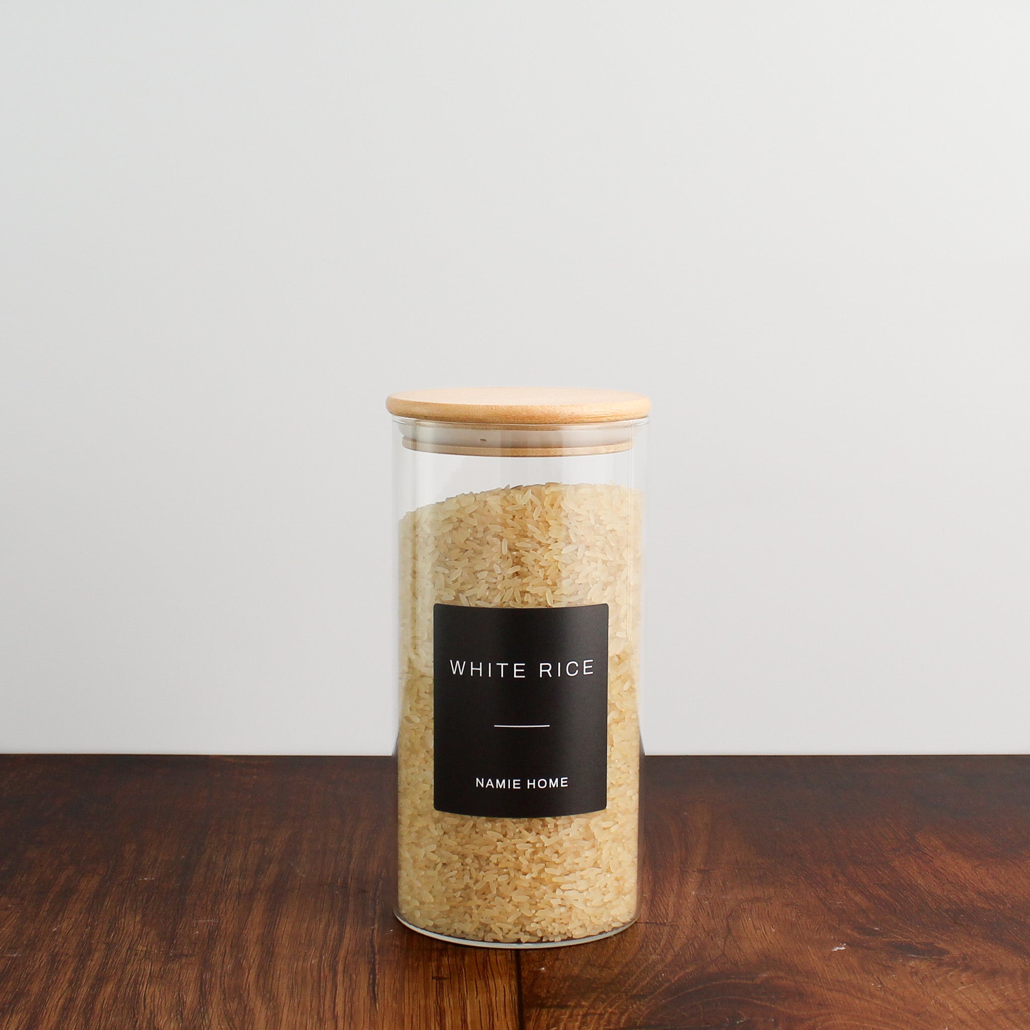 Pantry Storage Jar Set With Bamboo Lids - Black Labels