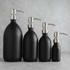 Matte Black Glass Dispenser Bottle With Silver Pump - Namie Home