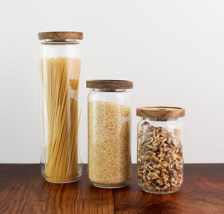 Glass Storage Jar With Acacia Lid