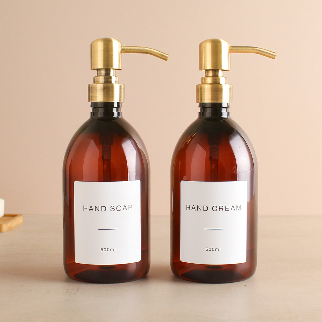 Hand Soap & Hand Cream Amber Plastic Set