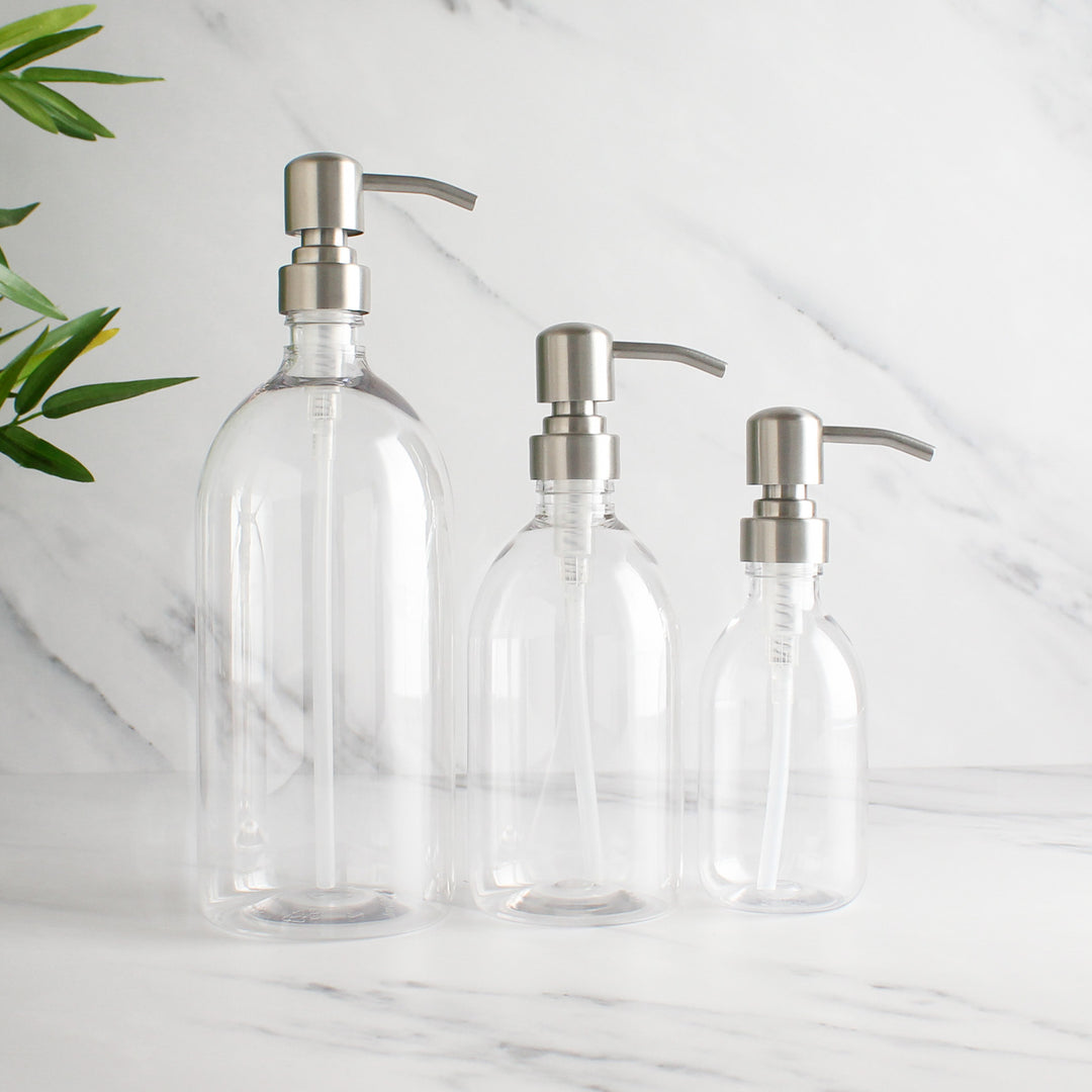 Clear Plastic Dispenser Bottle With Silver Pump