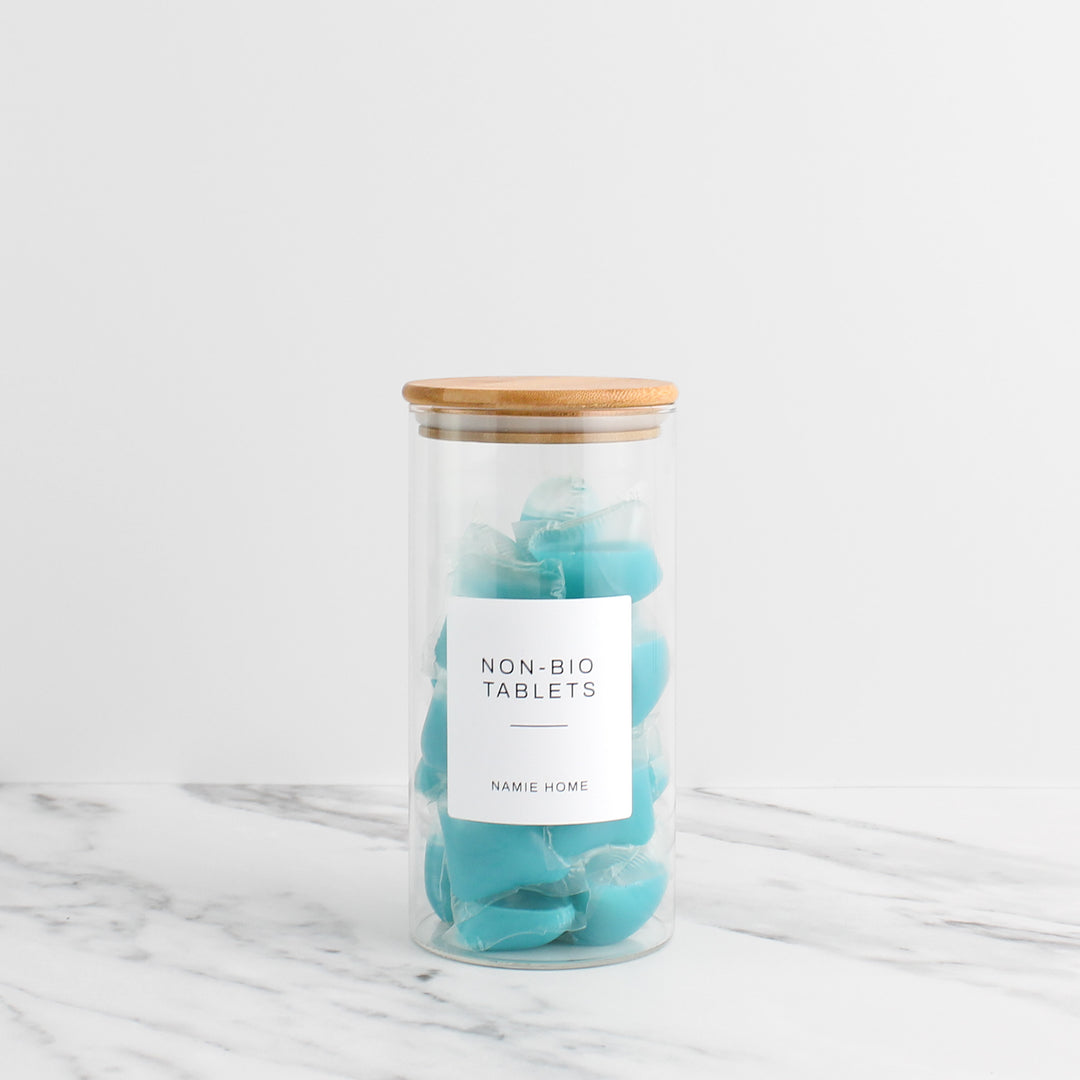 Glass Storage Jar With Bamboo Lid For Laundry