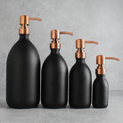 Matte Black Glass Dispenser Bottle With Rose Gold Pump - Namie Home