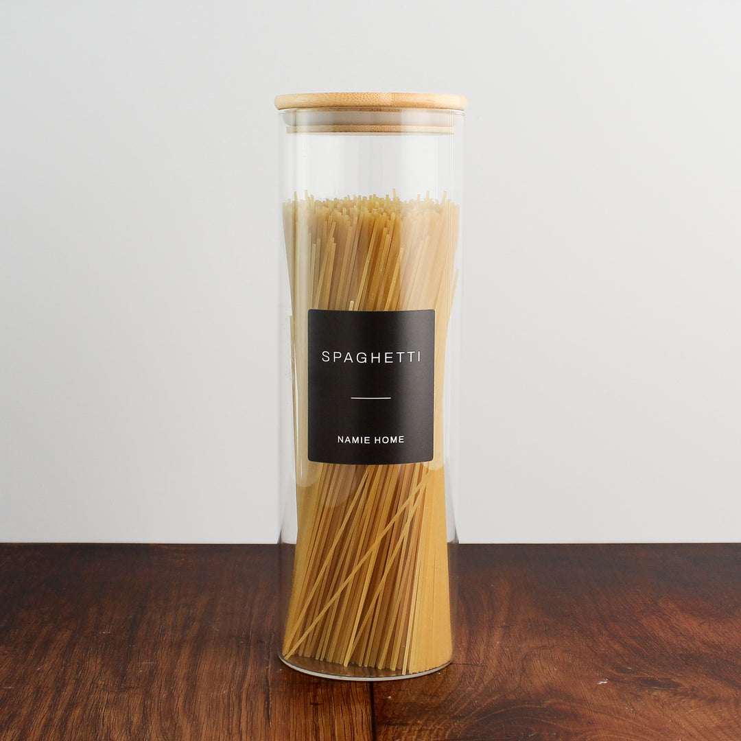 Glass Storage Jar With Bamboo Lid For Pantry