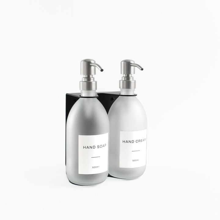 Hand Soap & Hand Cream Frosted White Glass Set