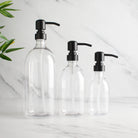 Clear Plastic Dispenser Bottle With Matte Black Pump - Namie Home