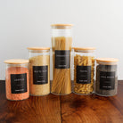 Pantry Storage Jar Set With Bamboo Lids - Black Labels