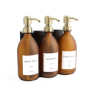 Body Wash, Shampoo & Conditioner Frosted Amber Glass Set - Namie Home