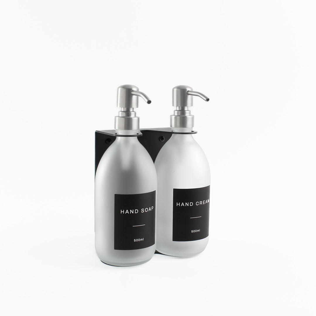 Hand Soap & Hand Cream Frosted White Glass Set