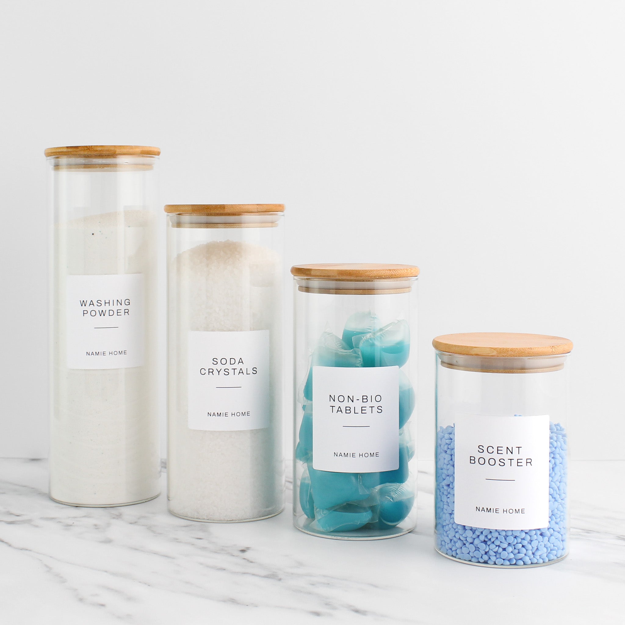 Glass Storage Jar With Bamboo Lid For Laundry - Namie Home