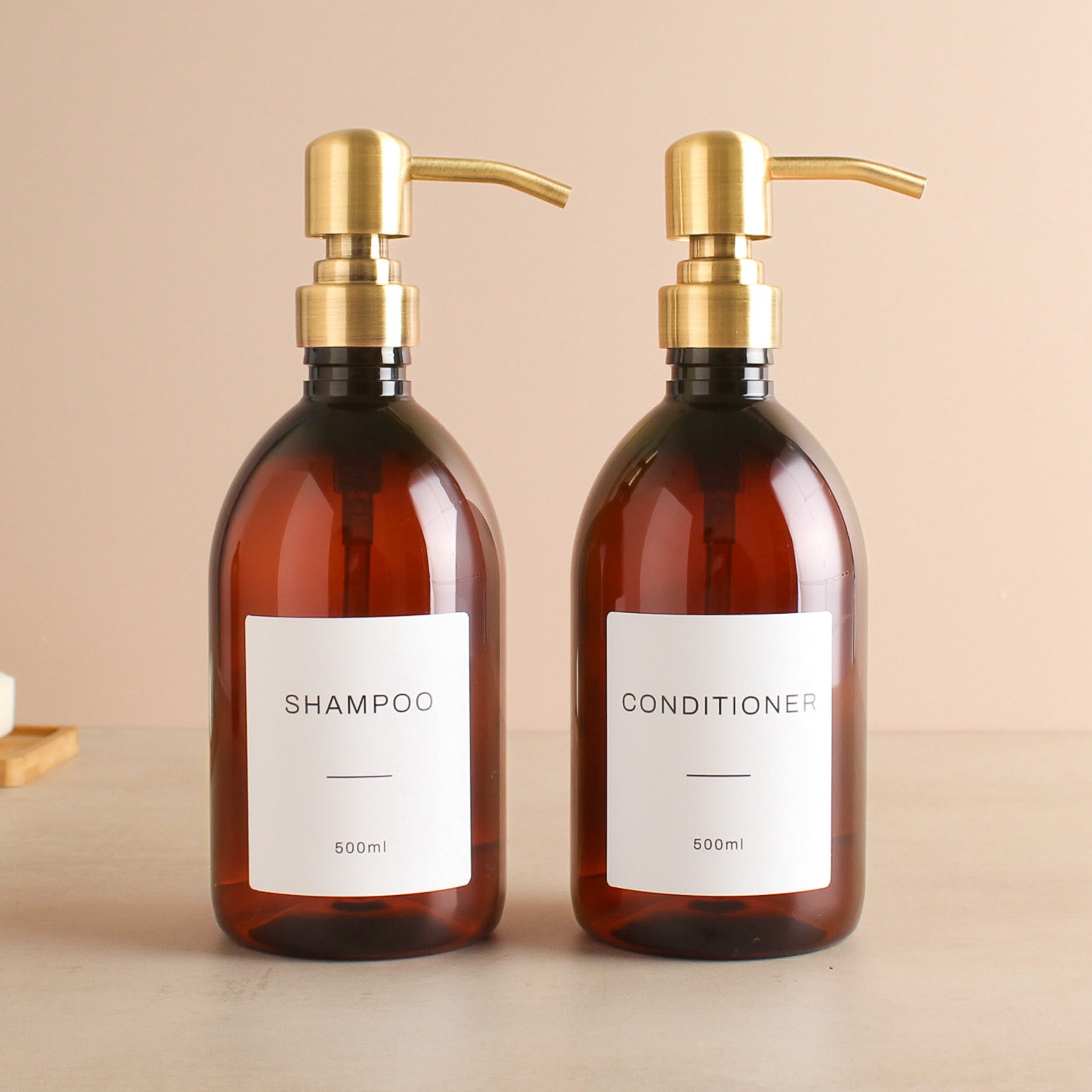 Shampoo & Conditioner Amber Plastic Set - Namie Home