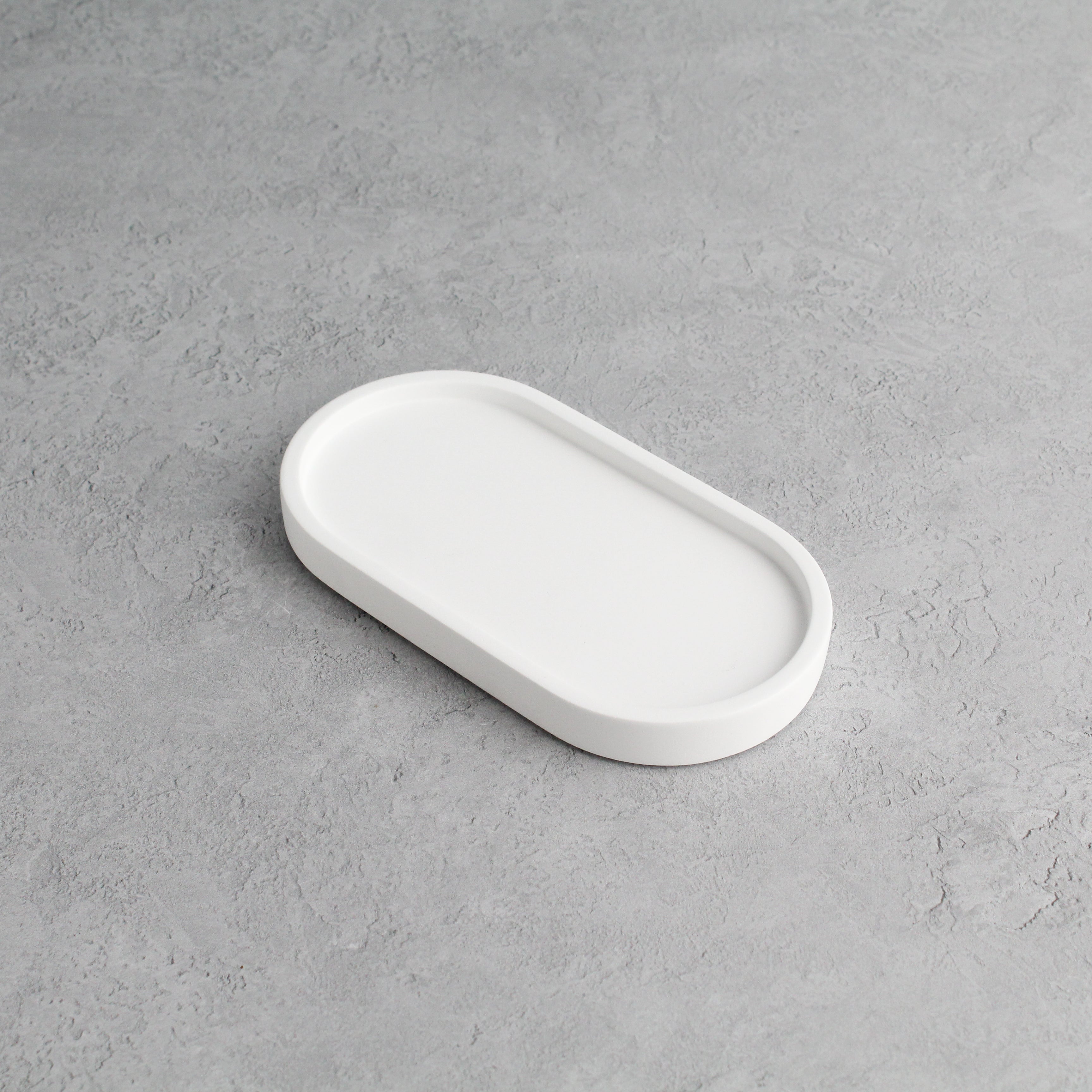 White Concrete Stone Double Tray - Namie Home