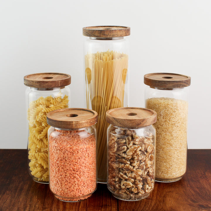 Glass Storage Jar With Acacia Lid