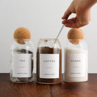 Tea Coffee Sugar Cork Ball Glass Storage Jar Set - Namie Home