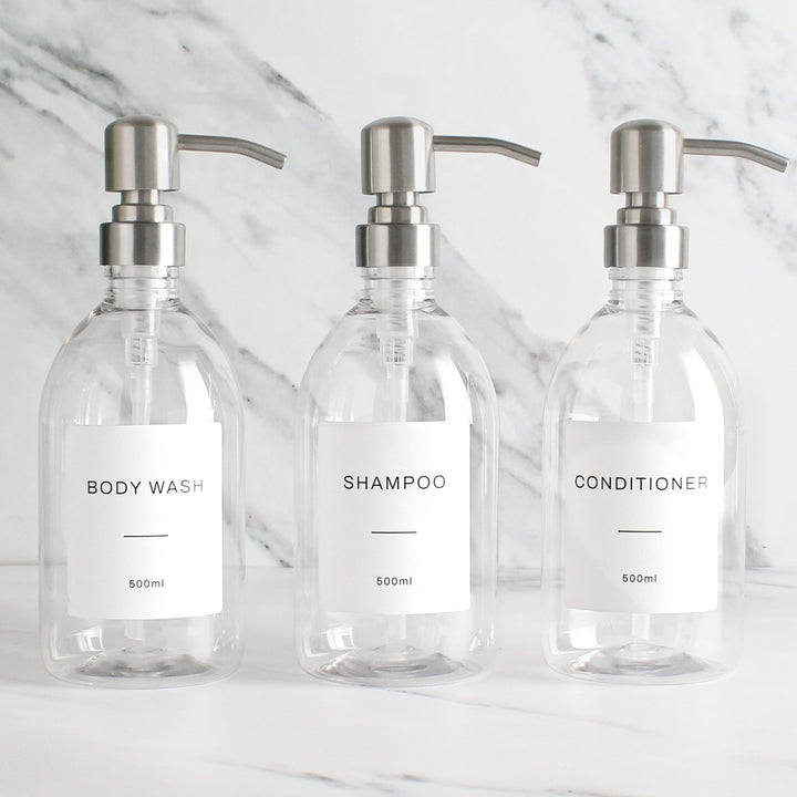 Body Wash, Shampoo & Conditioner Clear Plastic Set