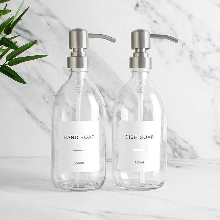 Hand Soap & Dish Soap Clear Glass Set